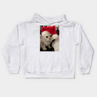 SILLY CHRISTMAS CAT Kids Hoodie